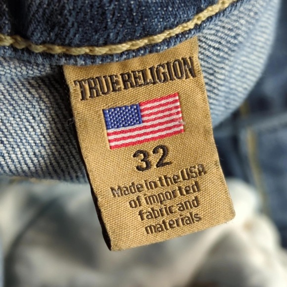 True Religion Rocco Relaxed Skinny Jeans Mens 32x30 Blue Stretch Denim Made USA - Picture 5 of 14